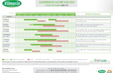 Calendriers laitues plein champ 23-24